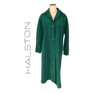 Vintage 1970s Halston Green Ultrasuede Shirt Dress // S M L